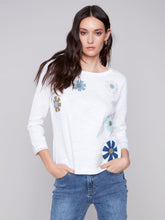 Load image into Gallery viewer, Charlie B - C2501R - Patch 3/4 Sleeve Sweater - White
