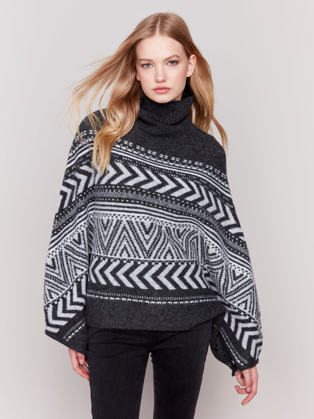 Charlie B - C2732 - Hairy Yam Poncho - Charcoal