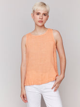 Load image into Gallery viewer, Charlie B - C4425T - Sleeveless Linen Top With Side Buttons - Guava
