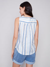 Load image into Gallery viewer, Charlie B - C4425X - Side Button Linen Top - Nautical
