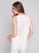 Load image into Gallery viewer, Charlie B - C4425X - Side Button Linen Top - Tulip
