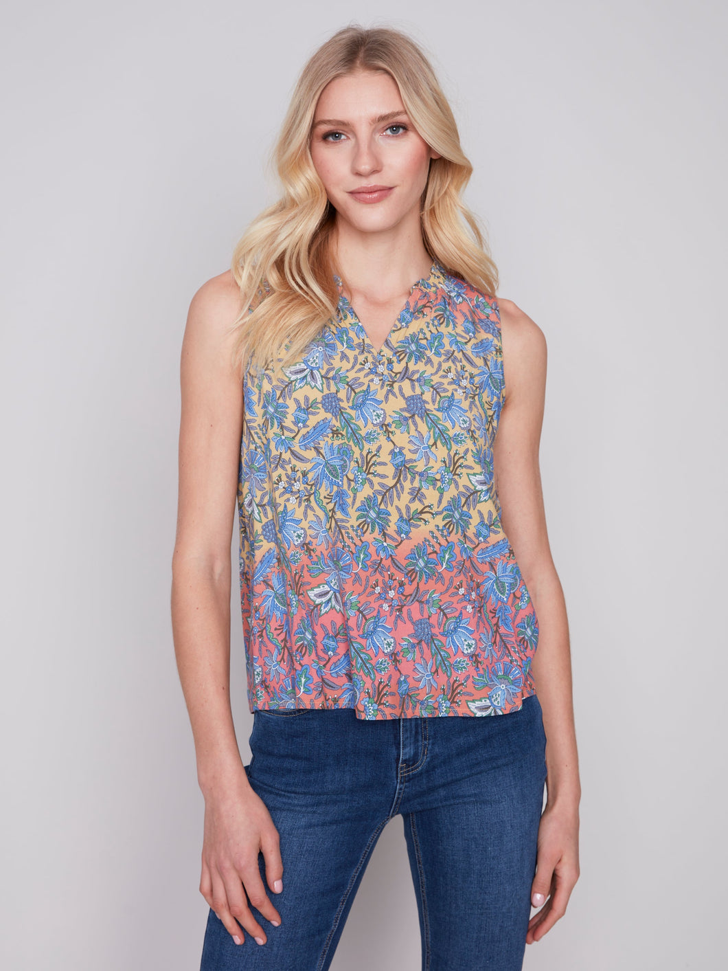 Charlie B - C4529P - Sleeveless Top Printed - Glory