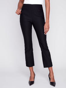 Charlie B - C5254 - Capri With Pockets and Slit at Hem - Black