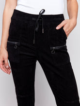 Load image into Gallery viewer, Charlie B - C5438R - Corduroy Jogger Pant - Black
