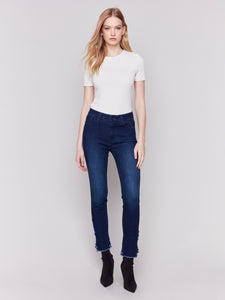 Charlie B - C5567 - Two Layers Back Tulip Hem Pant - Blue Black