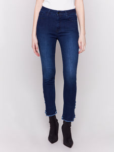 Charlie B - C5567 - Two Layers Back Tulip Hem Pant - Blue Black