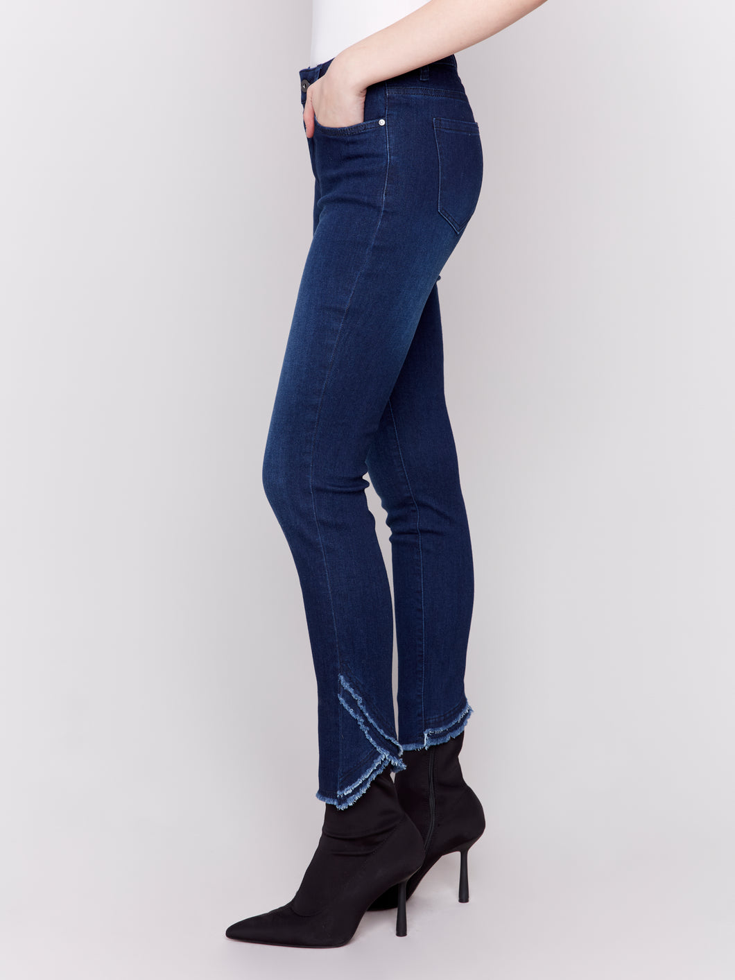 Charlie B - C5567 - Two Layers Back Tulip Hem Pant - Blue Black