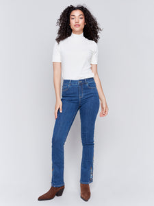 Charlie B - C5574 - Embroidered Jean - Indigo