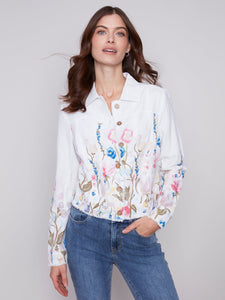 Charlie B - C6199PP - Linen Jacket With Frayed Edges - Pastel