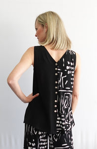 Softworks - 92312 - Button Back Tunic - Black/White