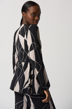 Load image into Gallery viewer, Joseph Ribkoff - 233033 -Abstract Print Wrap Tunic - Blk/Moonstone
