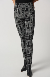 Joseph Ribkoff - 233285 -Abstract Print Slim-Fit Pant - Blk/Vanilla
