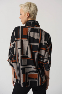 Joseph Ribkoff - 233080 - Geometric Print Sweater - Black Multi
