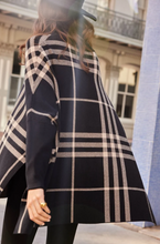 Load image into Gallery viewer, Joseph Ribkoff - 233965 - Cowl Neck Plaid Poncho - Black Oatmeal
