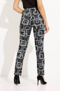 Joseph Ribkoff - 233163 - Retro Print Pull-on Pants - Black/Multi