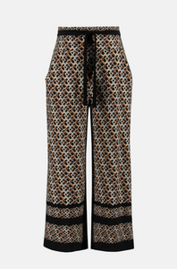 Joseph Ribkoff - 233197 - Printed & Trim Gaucho Pants - Black/Multi