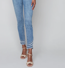 Load image into Gallery viewer, Charlie B - C5273S-431A - Jeans With Slanted Fringed Detail - Medium Blue

