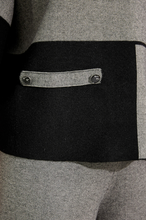 Load image into Gallery viewer, Joseph Ribkoff - 233935 - Mock Neck Colour Blocked Top - Black/Grey
