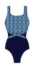 Load image into Gallery viewer, Finz - FZPO60991MAS - Aquafit 1pc Top Print Splice Mastectomy- Navy
