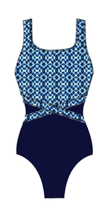 Finz - FZPO60991MAS - Aquafit 1pc Top Print Splice Mastectomy- Navy