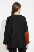 Load image into Gallery viewer, Joseph Ribkoff - 233055 -Boxy Colour-Block Top - Black/Tandoori
