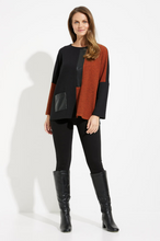 Load image into Gallery viewer, Joseph Ribkoff - 233055 -Boxy Colour-Block Top - Black/Tandoori
