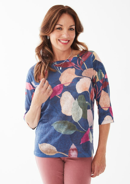 FDJ - 3900451 - 3/4 Sleeve Top - Autumn Watercolor