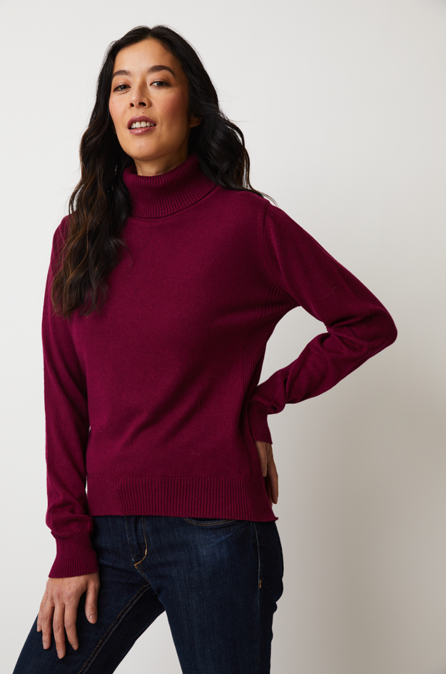 Parkhurst - 74871 - Harlee T-Neck Sweater - Wine Petal