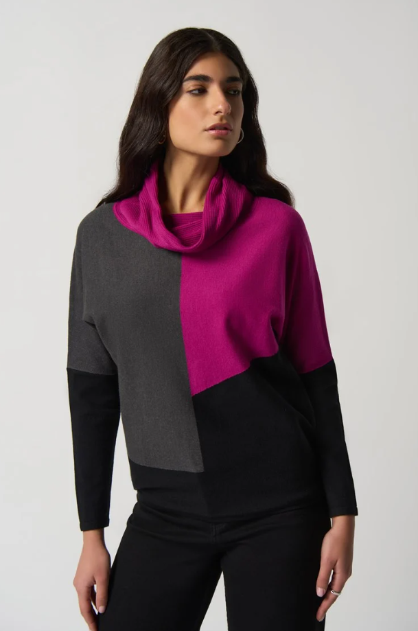 Joseph Ribkoff - 233954 - Colour Blocked Cowl Neck Sweater
