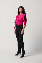 Load image into Gallery viewer, Joseph Ribkoff - 234023 - Satin Layered Boat Neck Top - Shocking Pink
