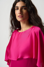 Load image into Gallery viewer, Joseph Ribkoff - 234023 - Satin Layered Boat Neck Top - Shocking Pink
