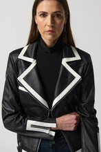 Load image into Gallery viewer, Joseph Ribkoff - 233909- Notched Collar Sueded Jacket - Blk/Vanilla
