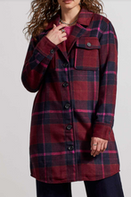 Load image into Gallery viewer, Tribal - 7183O - Long Plaid Shacket - Red Plum
