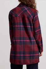 Load image into Gallery viewer, Tribal - 7183O - Long Plaid Shacket - Red Plum
