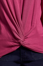 Load image into Gallery viewer, Tribal - 7947O - Crew Neck Top with Faux Knot Detail - Dusty Plum

