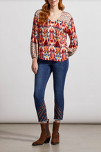 Load image into Gallery viewer, Tribal - 7915O - Combo Print Blouse - Earth Red
