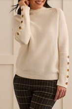 Load image into Gallery viewer, Tribal - 1588O - Funnel Neck Sweater with Button Details - Cream

