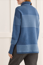 Load image into Gallery viewer, Tribal - 7865O - Turtleneck High Low Sweater with Side Slits - Blue Sky
