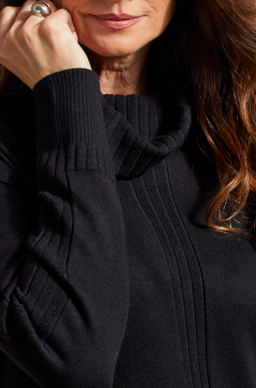 Tribal - 1472O - Cowl Neck Sweater - Black
