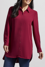 Load image into Gallery viewer, Tribal - 7878O - Roll Up Sleeves Tunic Shirt - Red Wine
