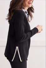Load image into Gallery viewer, Tribal - 1495O - V-Neck Sweater With Side Zippers - Black

