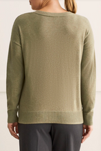 Load image into Gallery viewer, Tribal - 1495O - V-Neck Sweater With Side Zippers - H Forest
