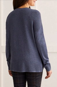 Tribal - 1491O - Long Sleeve V Neck Sweater - Sapphire