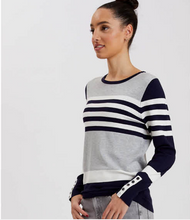 Load image into Gallery viewer, Point Zero - 8163021 - Striped Sweater with button details - Navy
