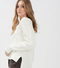 Load image into Gallery viewer, Point Zero - 8163044 - V-Neck Cable Sweater - Bone
