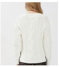 Load image into Gallery viewer, Point Zero - 8163044 - V-Neck Cable Sweater - Bone
