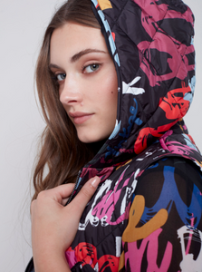 Charlie B - C6269P - Quilted Printed Short Vest - Graffiti