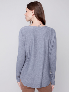 Charlie B - C2380RR - Cuff Lace-Up Detail Sweater  - Snowflake