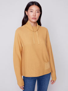 Charlie B - C2419R - Cotton Funnel Neck Sweater - Gold