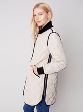 Load image into Gallery viewer, Charlie B - C6253-721B - Long Pleather Quilted Jacket - Almond
